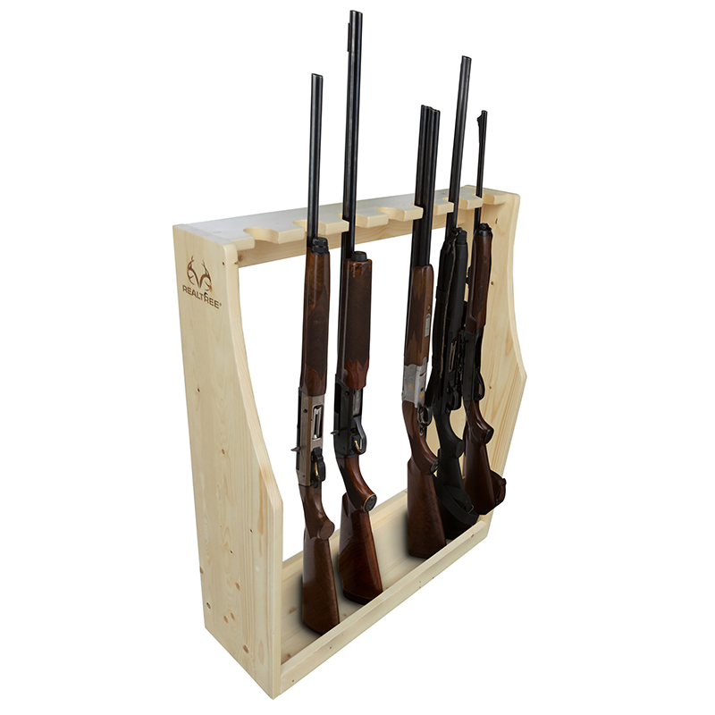 Rush Creek Creations 7-Gun Freestanding Wood Storage Rack for